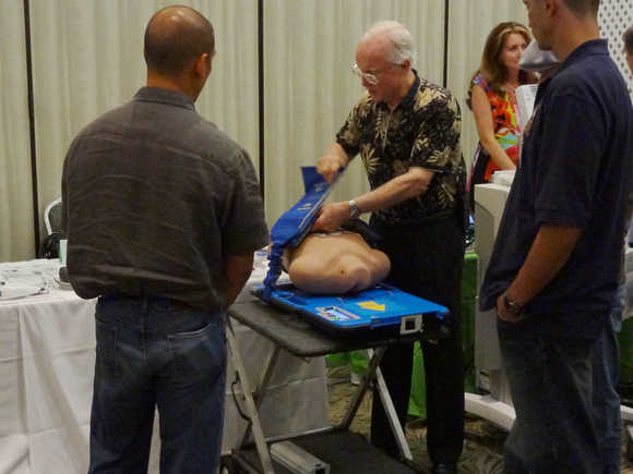 Hawaii State Respiratory Conference, September 2013.  Ben Gantz demonstrating the AutoPulse.  Lifescience Resources photo by John McMahon.